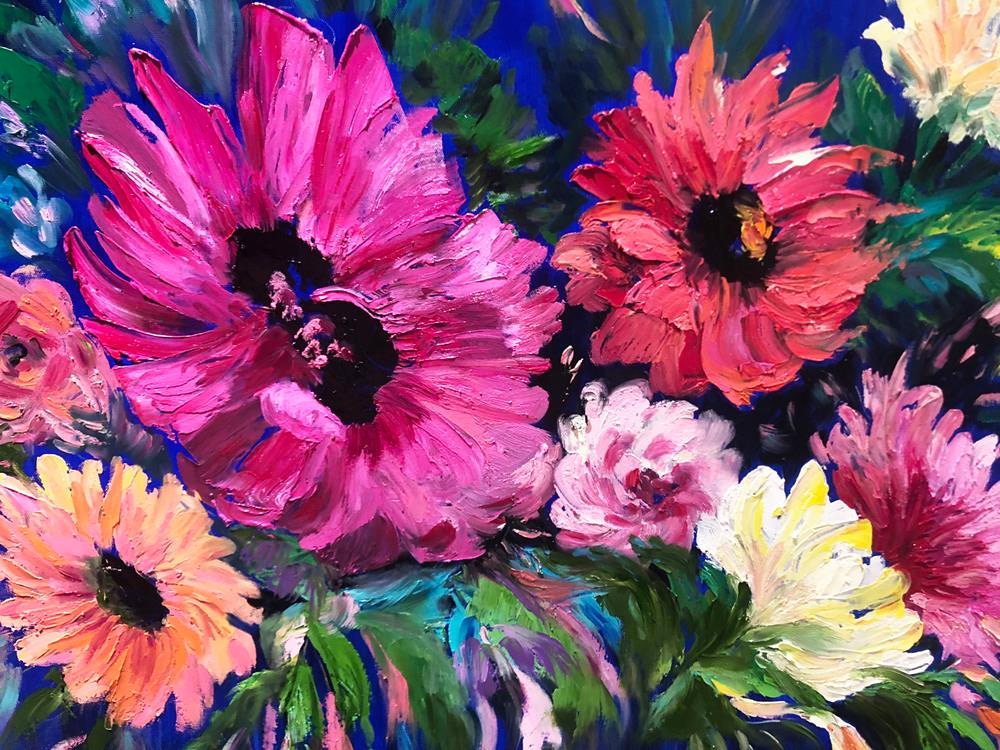Impasto Flower Painting by Tracy Saywell
